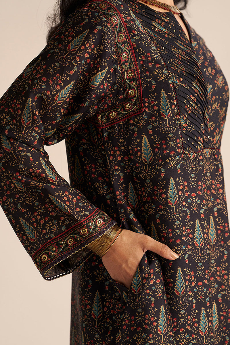Black Silk Traditional Co-ord Set
