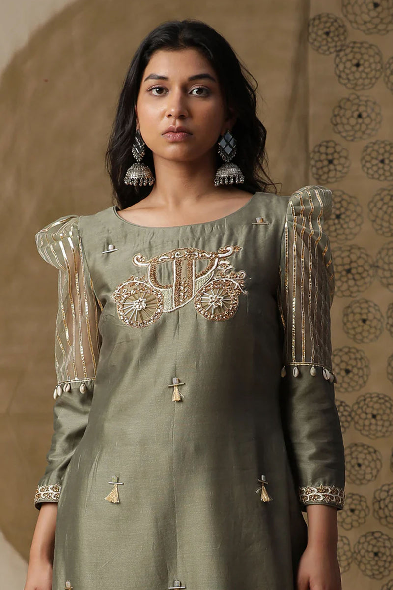 Olive Green Palki Suit Set