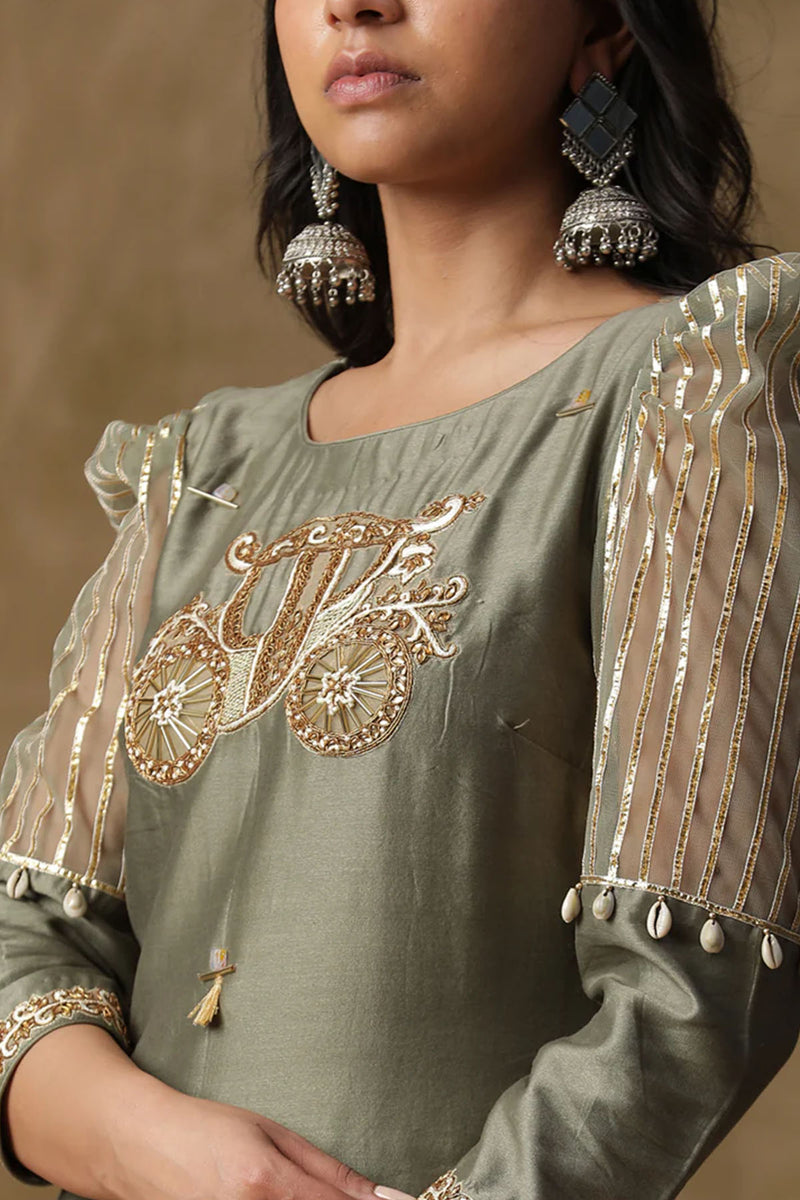 Olive Green Palki Suit Set
