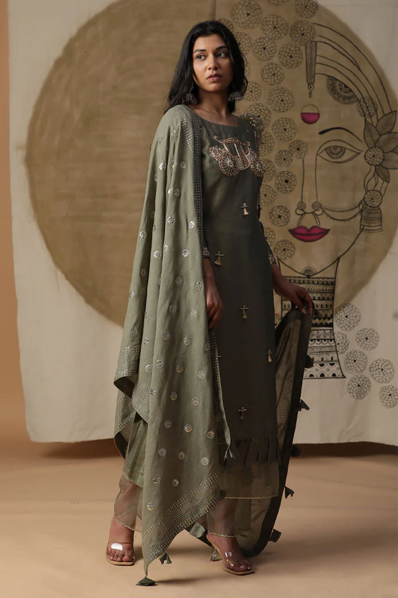 Olive Green Palki Suit Set