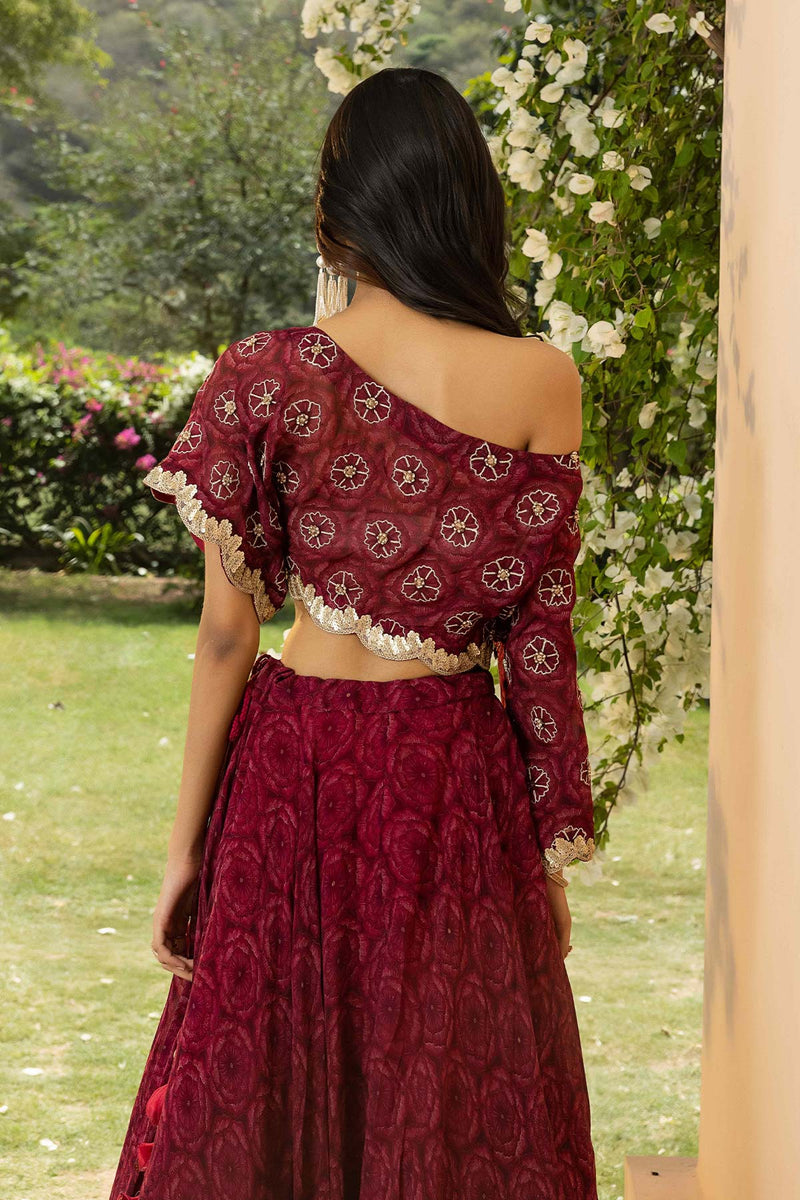 Bahaar Ruby Off-Shoulder Lehenga Set