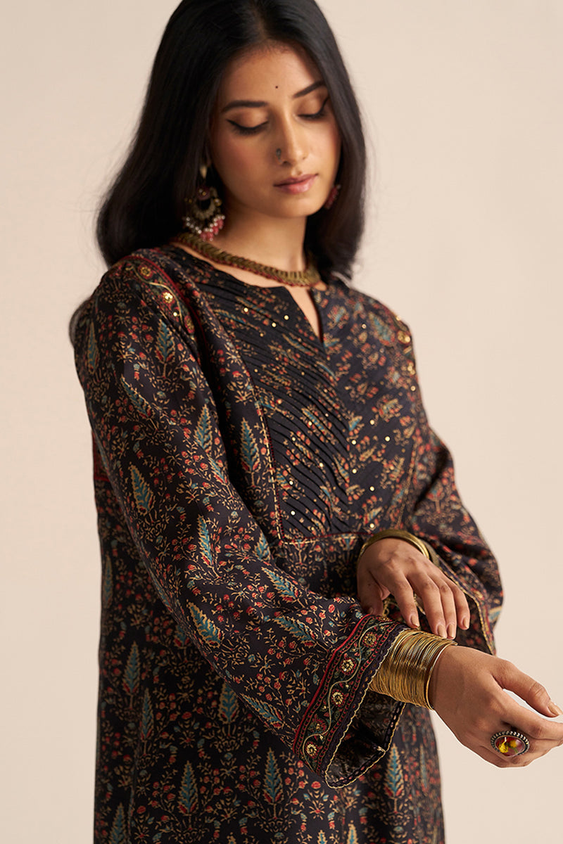 Black Silk Traditional Co-ord Set