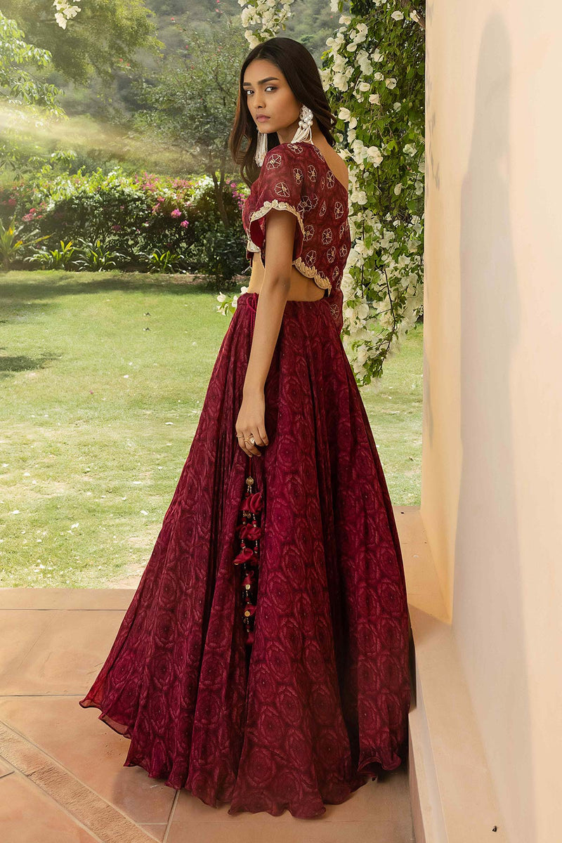 Bahaar Ruby Off-Shoulder Lehenga Set