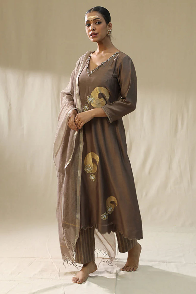 Mocha Brushstroke Suit Set
