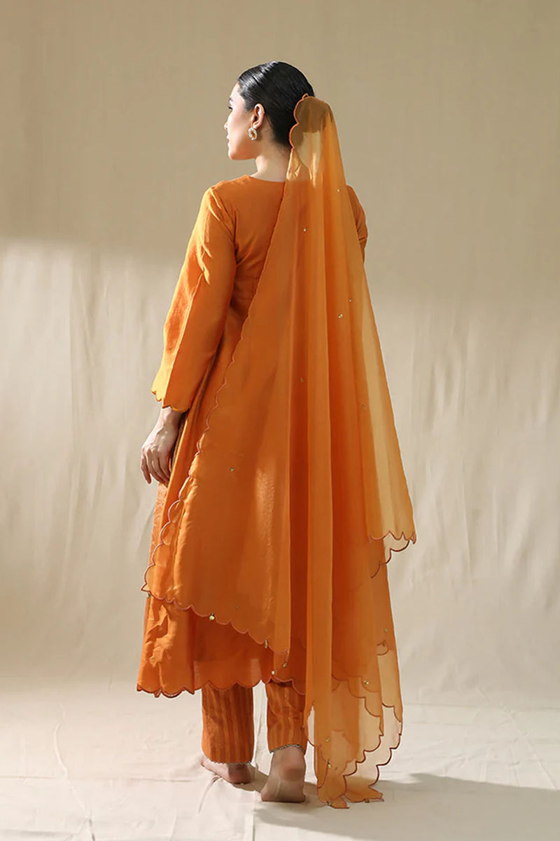 Orange Heart A Line Suit Set