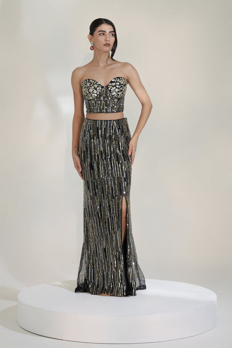 BLACK MAJESTY CORSET LEHENGA SET