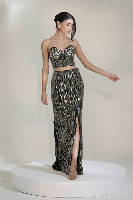 BLACK MAJESTY CORSET LEHENGA SET