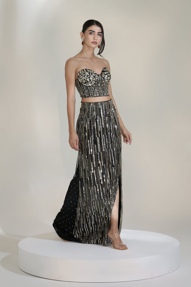 BLACK MAJESTY CORSET LEHENGA SET