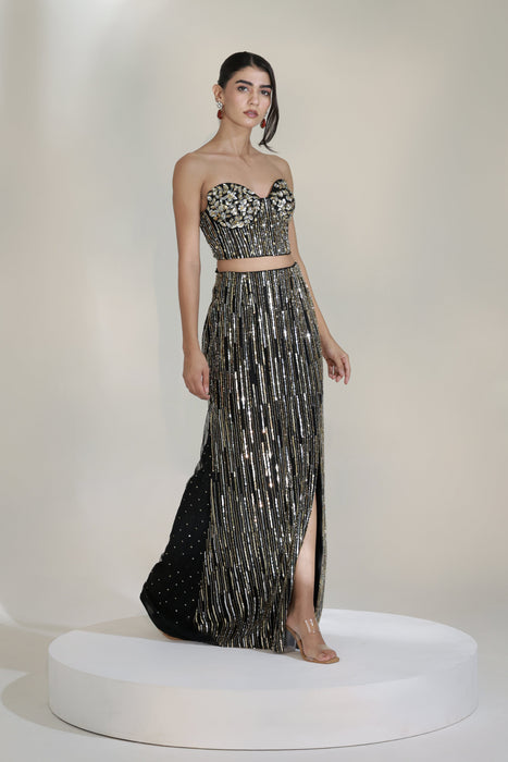 BLACK MAJESTY CORSET LEHENGA SET