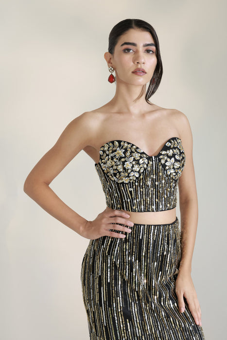 BLACK MAJESTY CORSET LEHENGA SET