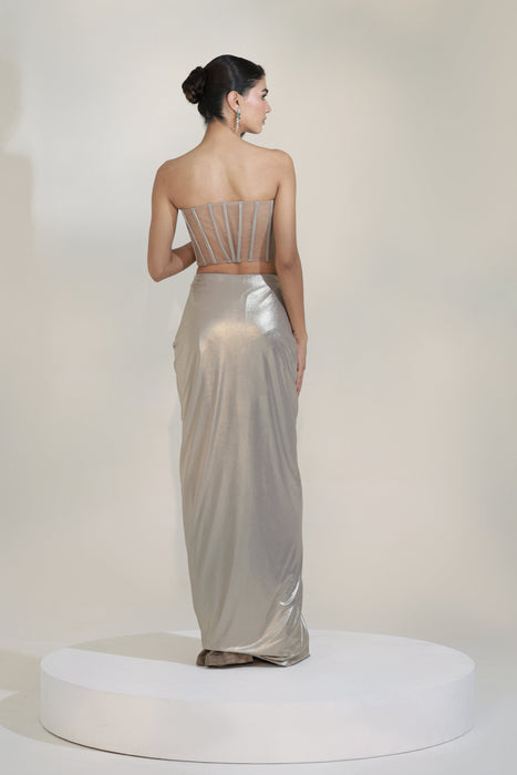 PLATINUM CORSET DHOTI SET