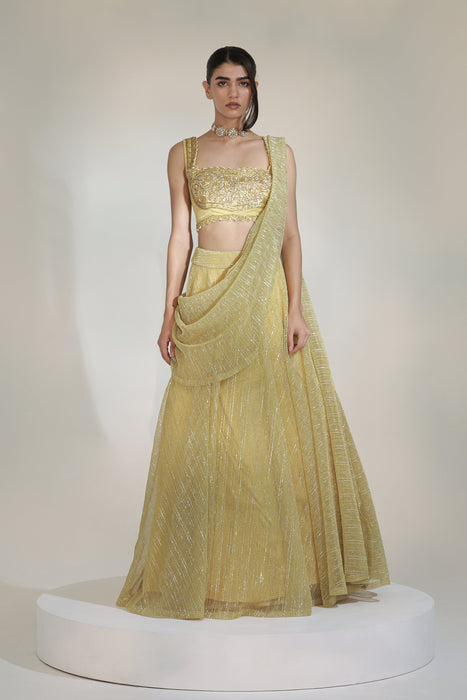 NOORISH DRAPE LEHENGA SET