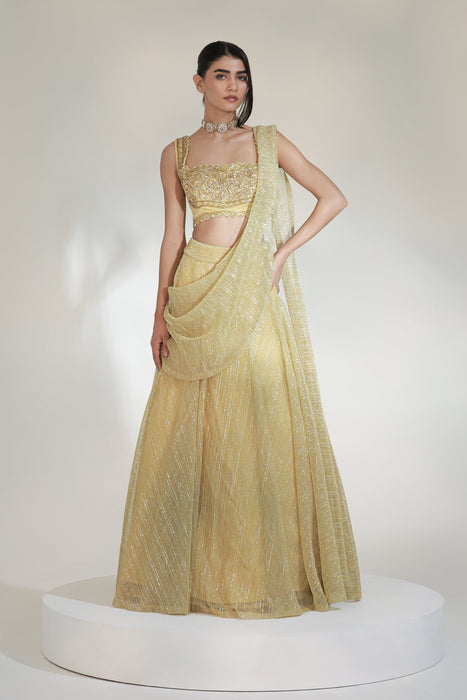 NOORISH DRAPE LEHENGA SET