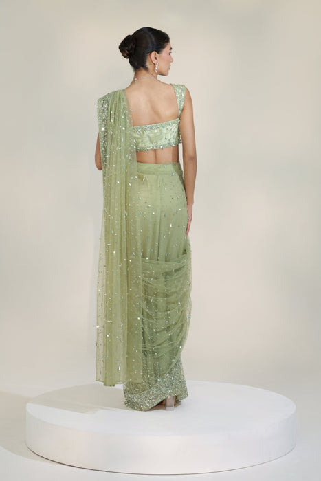 SAGE GLAM SAREE SET