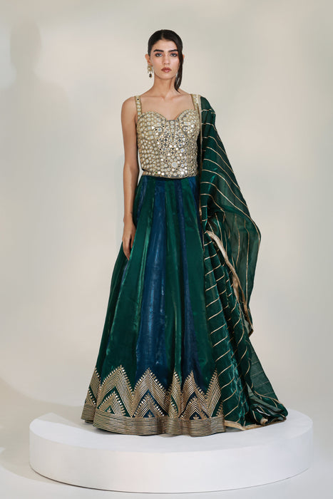 PRISM COLOUR BLOCKED LEHENGA