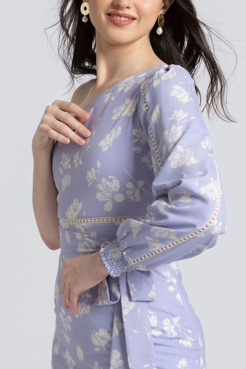 Lavender Blossom Asym Midi Dress