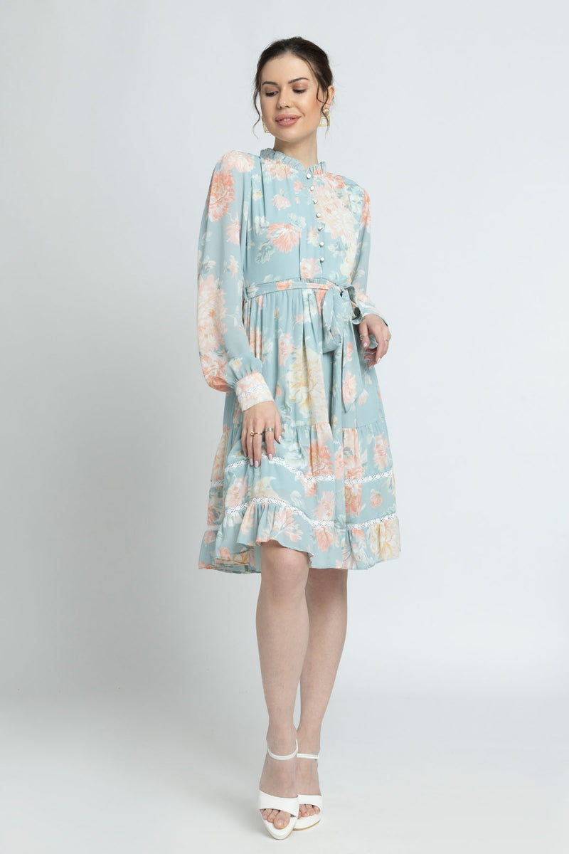 Frost Blue Knot Mini Dress