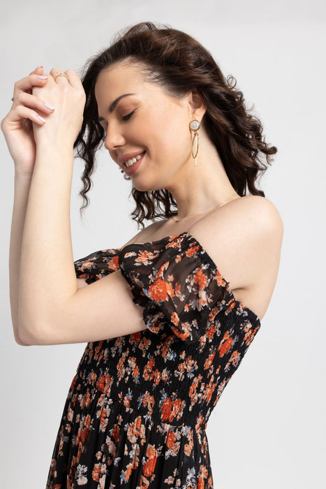 Black Blossom Maxi Dress