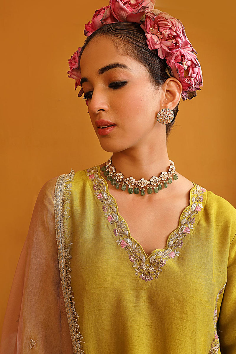 Firoza Kurta Set - Pear Green