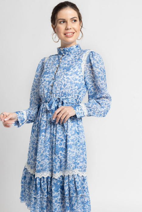 Misty Floral Mandarin Mini Dress