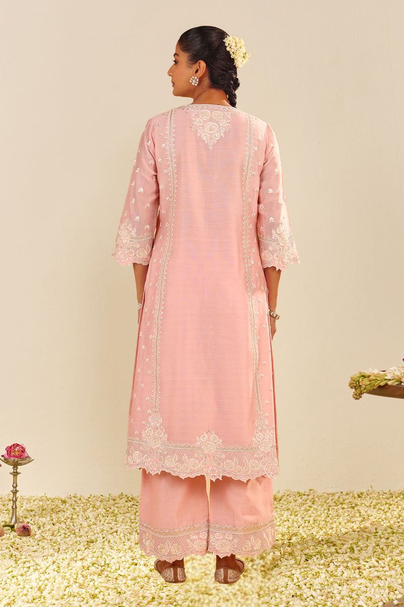 Sumaiya - A-Line Kurta With Palazzo (Blush Pink)