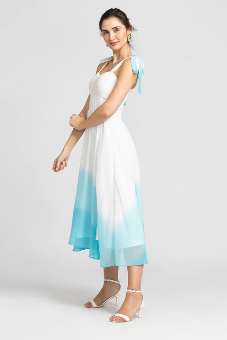 Whispering Blue Ombre Midi Dress