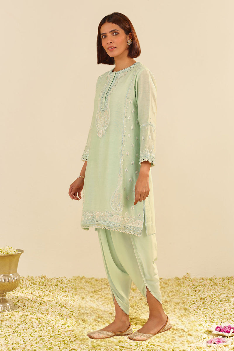 Zahra - Short Kurta With Dhoti (Mint Green)