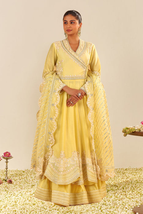 Ameena - Long Anarkali With Skirt (Lemon Yellow)