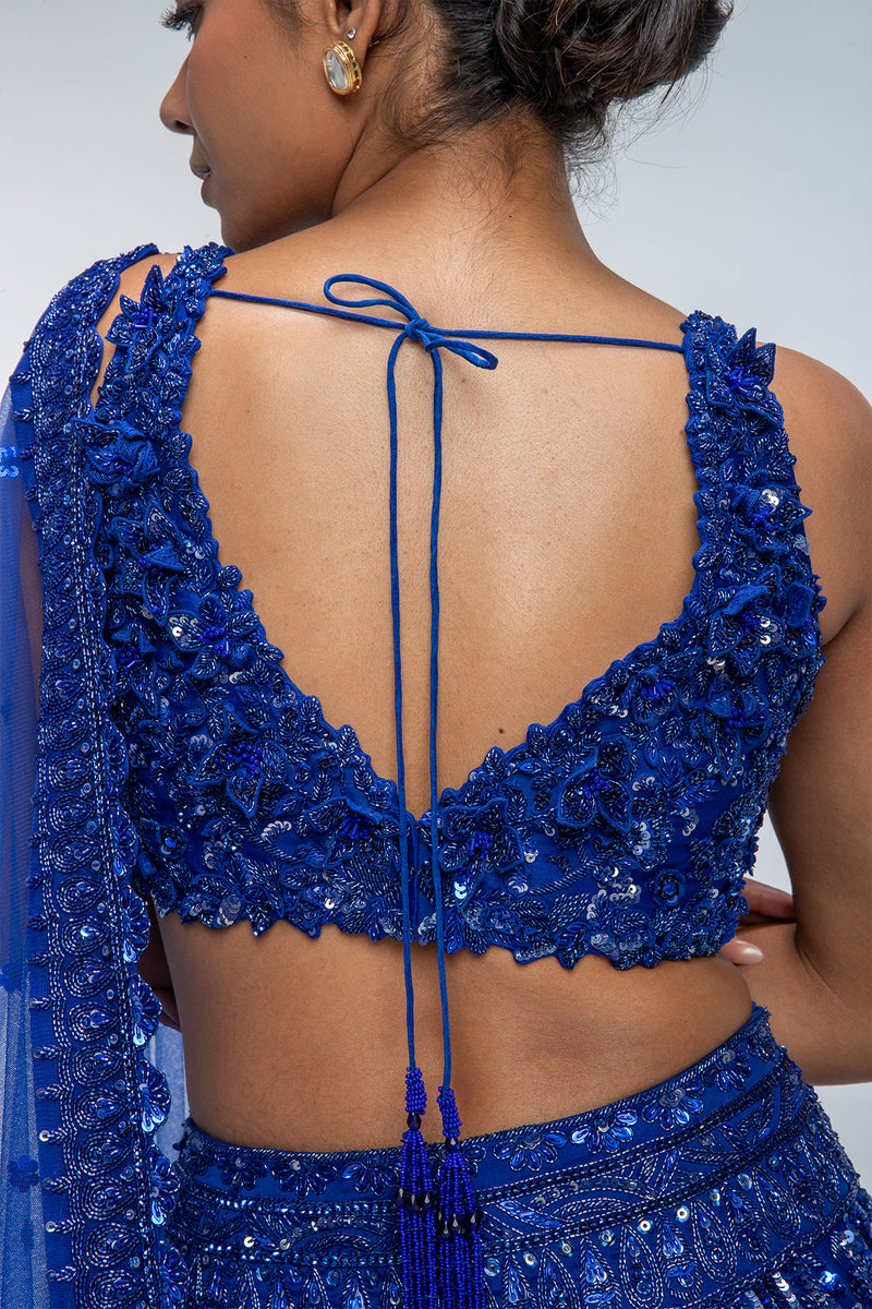 Blue horizon  crystal Lehenga