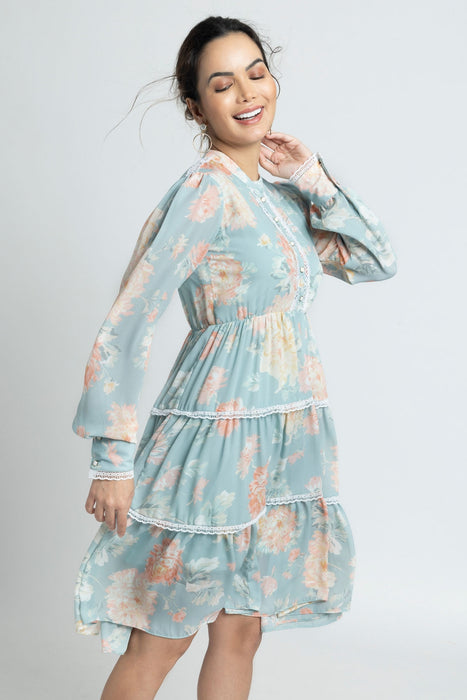 Frost Blue tiered Mini Dress