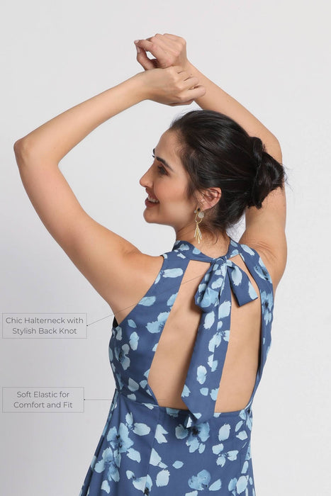 Floral Waterfall Halterneck Maxi Dress