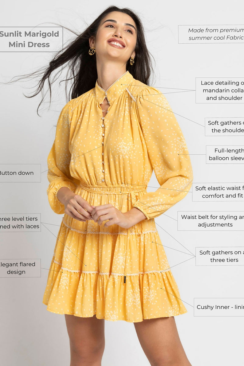 Sunlit Marigold Mini Dress
