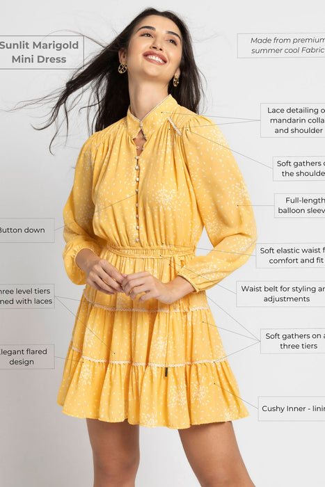 Sunlit Marigold Mini Dress