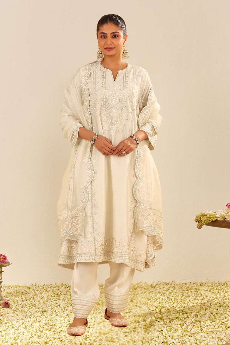 Maziya - Long Chauga With Salwar (Daisy Ivory)