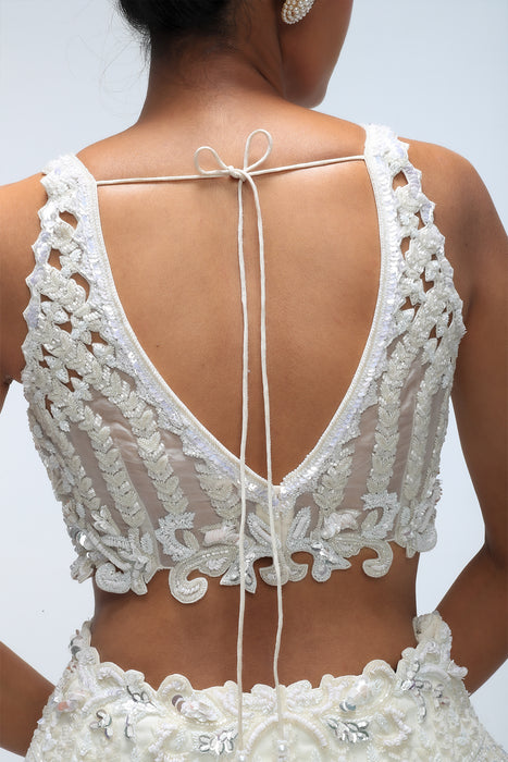 Ivory illume  cascade lehanga