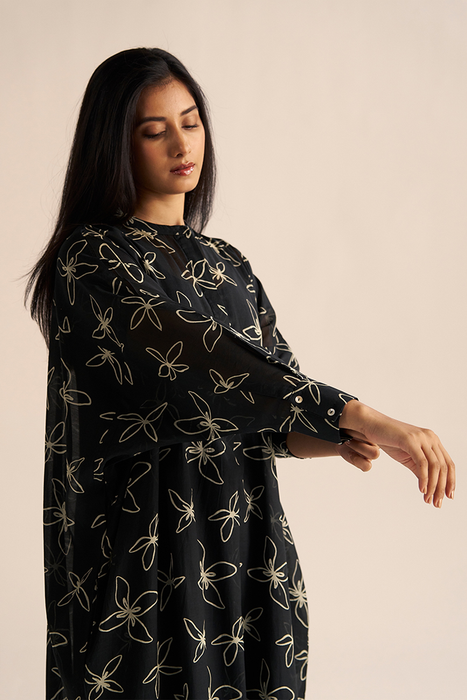 Black Floral Print Co-ord Set