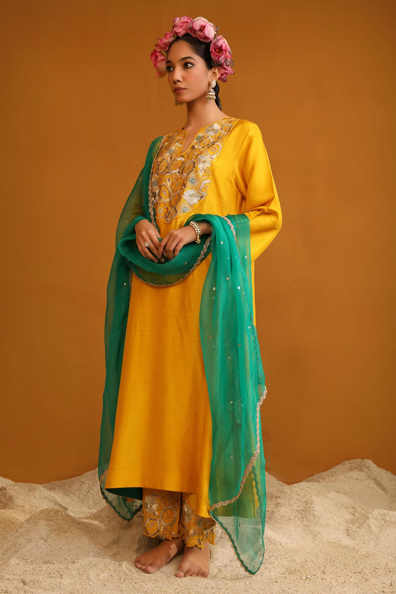 Naaz Kurta Set - Mustard Yellow
