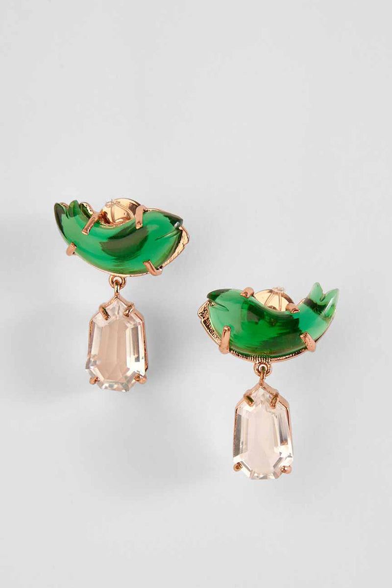 LE CLEO DROP EARRINGS IN JADE GREEN