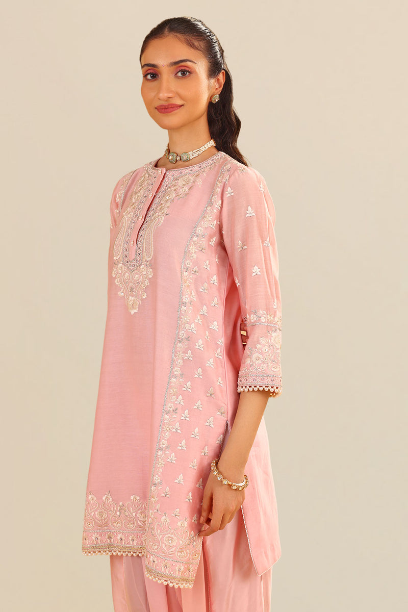 Zaisha - Short Kurta With Dhoti (Blush Pink)