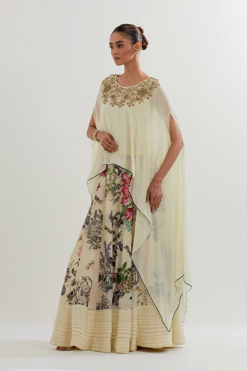 BOTANICAL PRINTED SHARARA  WITH DUPATTA CAPE