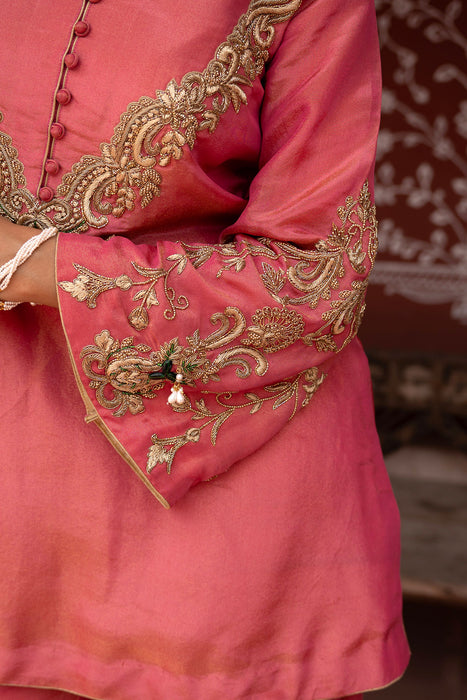 Gulabi Raag Hand-Embroidered Gharara Set