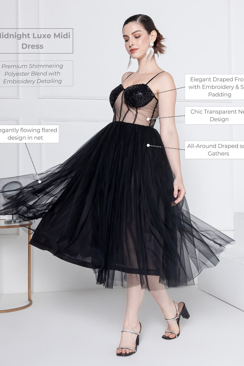 Midnight Luxe Midi Dress