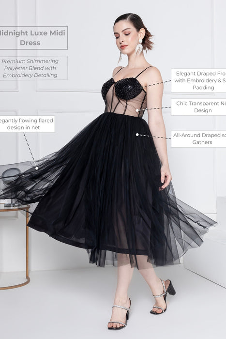 Midnight Luxe Midi Dress