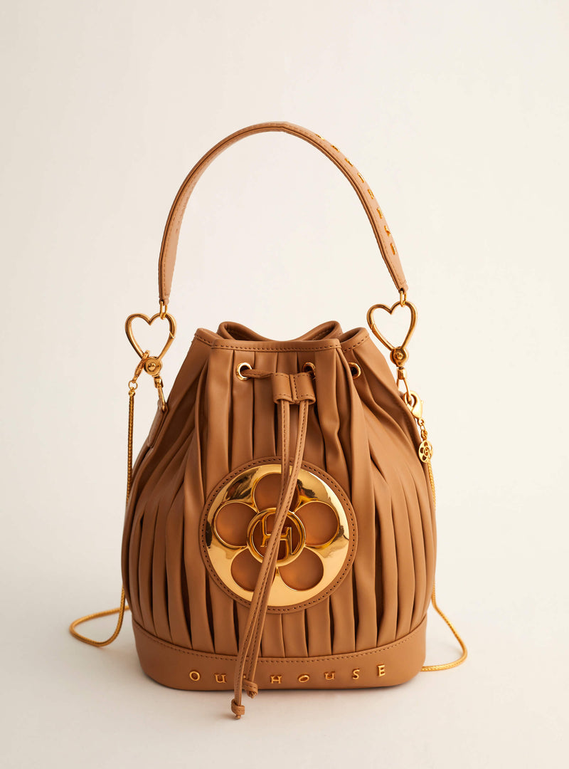 Oh Poppi Bucket Bag in Caramel Beige