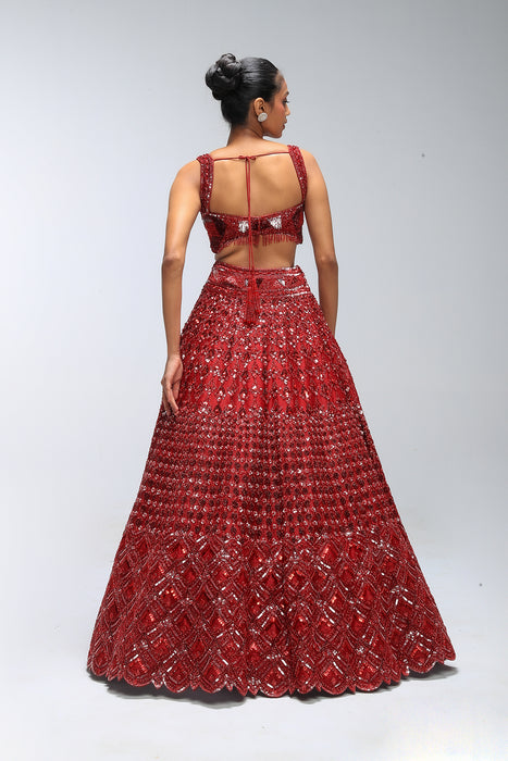Red Reverie Seabloom Lehanga