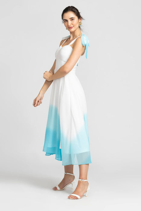 Whispering Blue Ombre Mini Dress