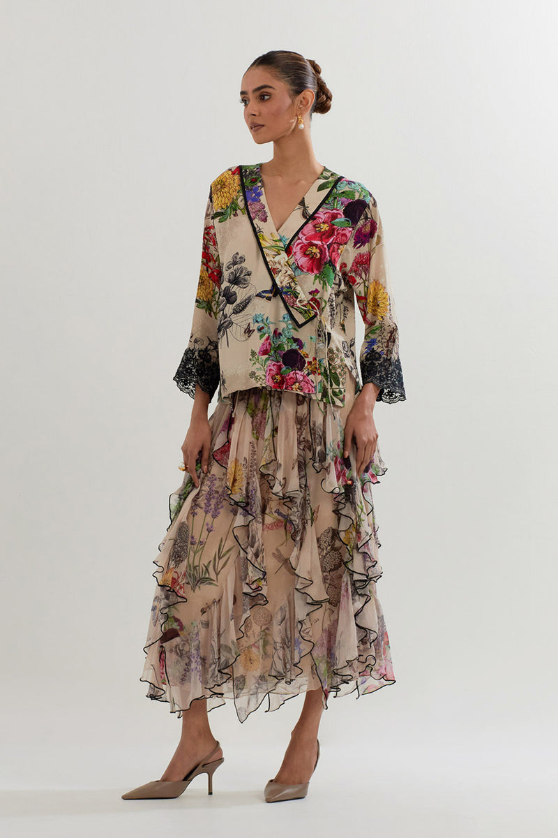 WRAP BLOUSE WITH SKIRT