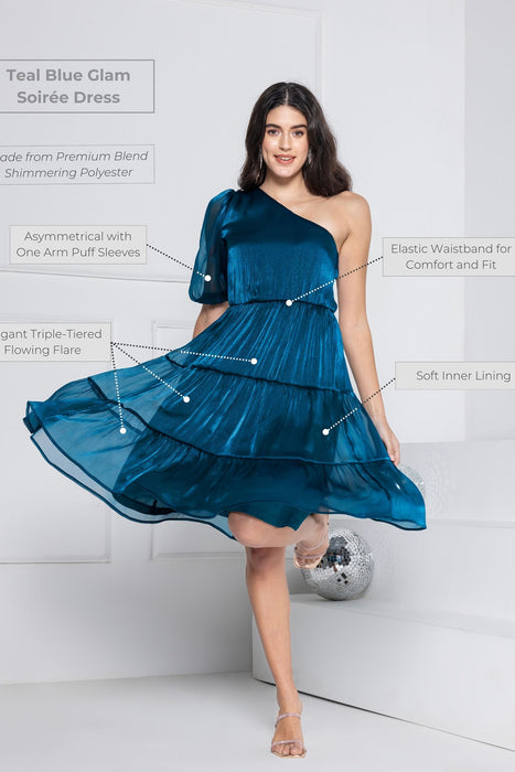 Teal Blue Glam Soirée Dress
