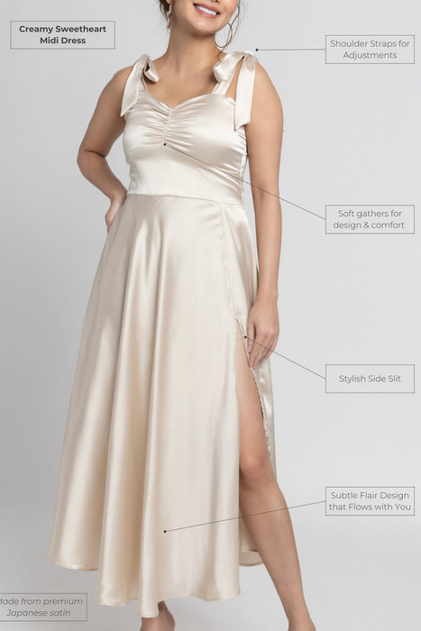 Creamy Sweetheart Midi Dress