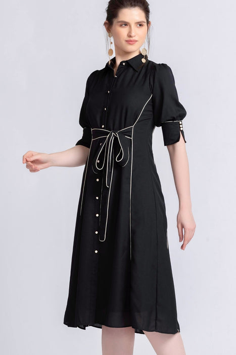 Noir Elegance Midi Dress